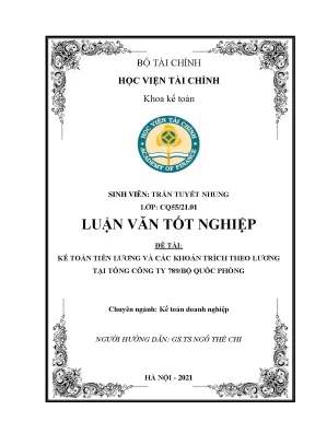 Kế toán tiền lương và trích theo lương tại Tổng Cty 789/BQP