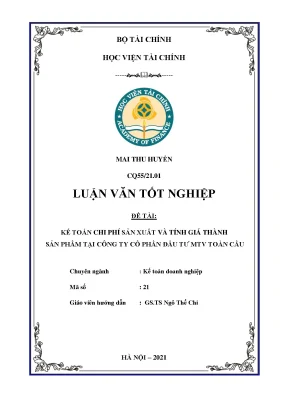 Kế toán chi phí sản xuất & giá thành sản phẩm Toàn Cầu