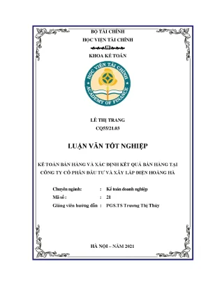 Kế toán bán hàng, xác định kết quả bán hàng CTCP Điện Hoàng Hà