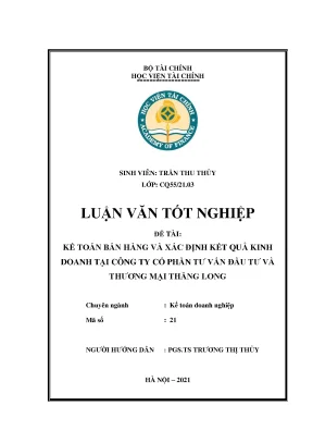 Kế toán bán hàng, KQKD tại Thăng Long - Luận văn tốt nghiệp