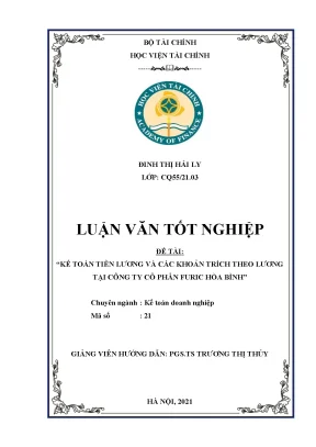 Kế toán tiền lương và trích theo lương tại Furic Hòa Bình