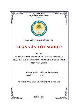 Kế toán chi phí sản xuất & tính giá thành tại AMBIO