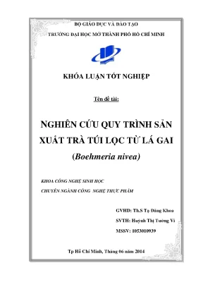 Nghiên cứu quy trình sản xuất trà túi lọc lá gai