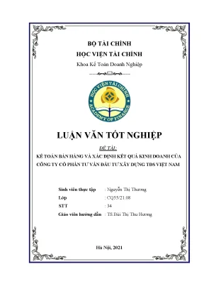 Kế toán bán hàng và xác định kết quả kinh doanh của công ty cổ phần tư vấn đầu tư xây dựng tđs việt nam luận văn tốt nghiệp chuyên ngành kế toán