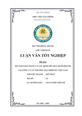 Kế toán bán hàng và xác định kết quả kinh doanh tại công ty cổ phần thương mại medivet việt nam luận văn tốt nghiệp chuyên ngành kế toán