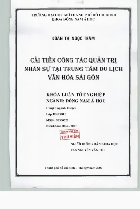 Cải tiến quản trị nhân sự tại Trung tâm Du lịch Văn hóa Sài Gòn