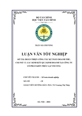 Hoàn thiện kế toán doanh thu, chi phí, KQKD tại Kiến trúc Lập Phương