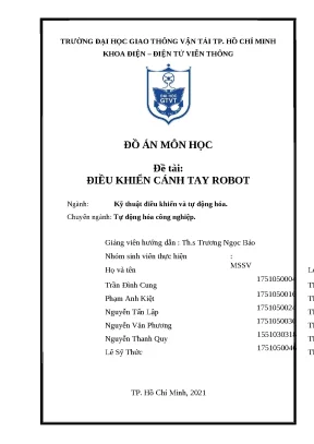 Điều khiển cánh tay robot: Đồ án Kỹ thuật điều khiển, tự động hóa