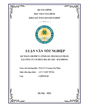 Kế toán chi phí sản xuất và tính giá thành tại Bia Hà Nội - HP