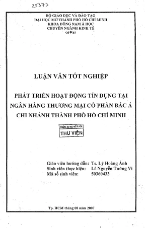 Phát triển hoạt động tín dụng tại ngân hàng thương mại cổ phần bắc á chi nhánh thành phố hồ chí minh khóa luận tốt nghiệp đại học