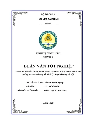 Kế toán tiền lương & trích theo lương tại VPLS Weiheng Hà Nội