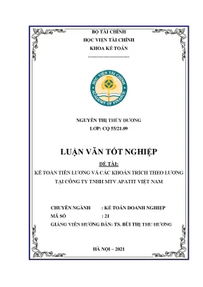 Kế toán tiền lương & các khoản trích theo lương tại Apatit VN