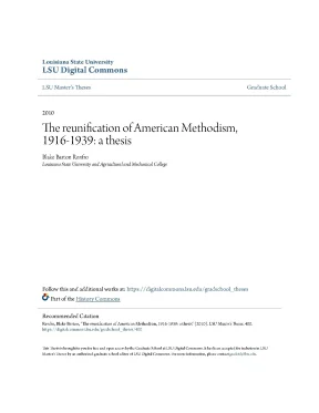 The reunification of american methodism 1916 1939 a thesis