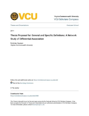 Thesis proposal for general and specific definitions a network