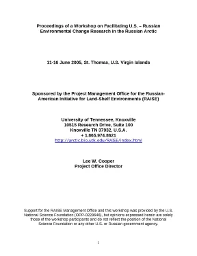 Sponsored by the project management office for the russian american initiative for land shelf environments raise