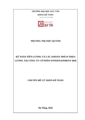 Chuyên đề cử nhân kế toán kế toán tiền lương và các khoản trích theo lương tại công ty cổ phần entertainment 2020