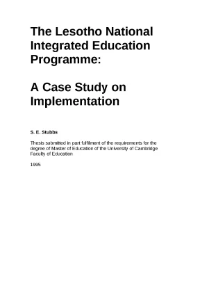 Lesotho national iep stubbs thesis