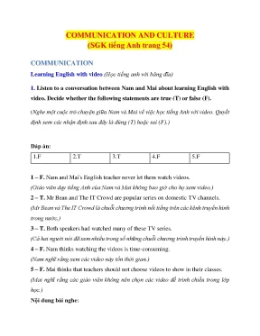 Giải SGK Tiếng Anh 12 Unit 4: Communication & Culture