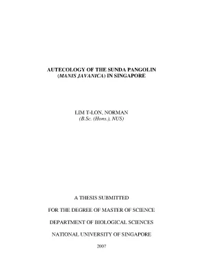 Autecology of the Sunda Pangolin in Singapore - Norman Lim