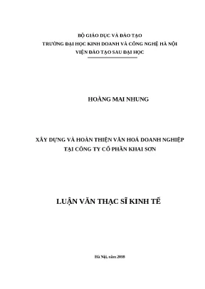 Hoàn thiện văn hoá doanh nghiệp tại Công ty Khai Sơn