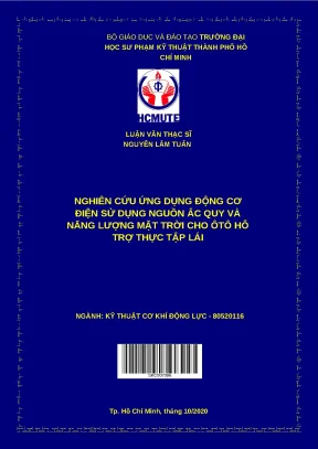 Luận văn thạc sĩ nghiên cứu ứng dụng động cơ điện sử dụng nguồn ắc quy và năng lượng mặt trời cho ô tô hỗ trợ thực tập lái