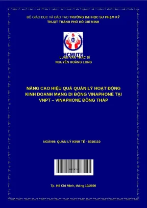 Luận văn thạc sĩ nâng cao hiệu quả quản lý hoạt động kinh doanh mạng di động vinaphone tại vnpt vinaphone đồng tháp