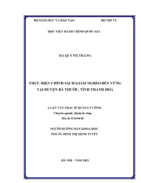 Luận văn thạc sĩ thực hiện chính sách giảm nghèo bền vững tại huyện bá thước tỉnh thanh hóa