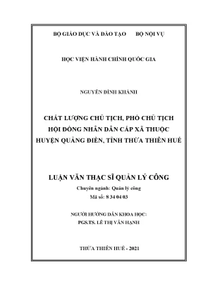 Luận văn thạc sĩ chất lượng chủ tịch phó chủ tịch hội đồng nhân dân cấp xã thuộc huyện quảng điền tỉnh thừa thiên huế