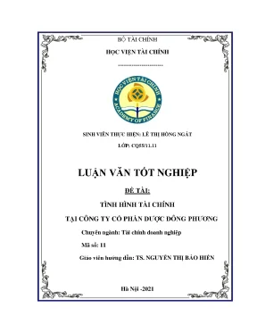 Tình hình tài chính của công ty cổ phần dược đông phương luận văn tốt nghiệp chuyên ngành tài chính doanh nghiệp