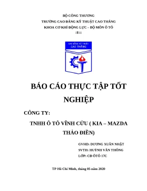 Báo cáo đồ án thực tập ngành ô tô kia mazada