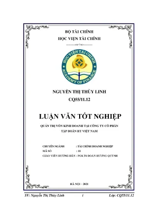 Quản trị vốn kinh doanh tại công ty cổ phần tập đoàn ht việt nam luận văn tốt nghiệp chuyên ngành tài chính doanh nghiệp