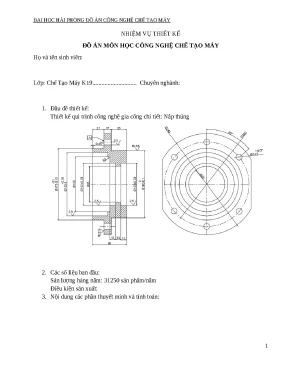 Quy trình công nghệ gia công chi tiết nắp thủng