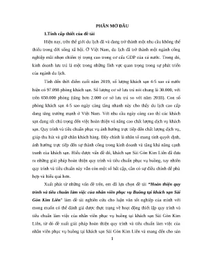 Quy trình phục vụ buồng tại khách sạn Sài Gòn Kim Liên