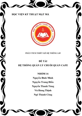 Phân tích thiết kế hệ thống quản lý chuỗi quán cafe