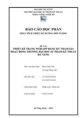 Thiết kế web/app đăng ký hoạt động trường ĐH SPKT Đà Nẵng