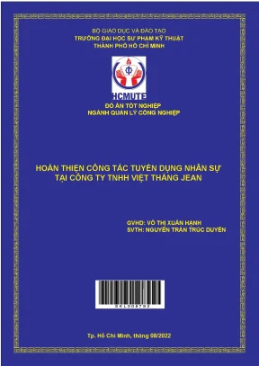 Đồ án hcmute hoàn thiện công tác tuyển dụng nhân sự tại công ty tnhh việt thắng jean