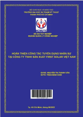 Đồ án hcmute hoàn thiện công tác tuyển dụng nhân sự tại công ty tnhh sản xuất first solar việt nam