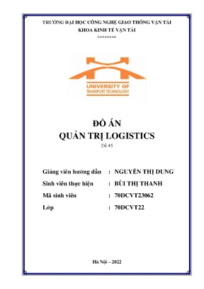 Đồ án Quản trị logistics ĐH Công nghệ Giao thông Vận tải