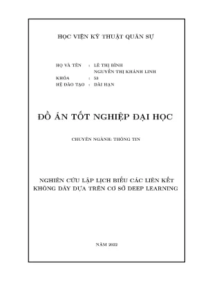 Đồ án tốt nghiệp đại học nghiên cứu lập lịch biểu các liên kết không dây dựa trên cơ sở deep learning