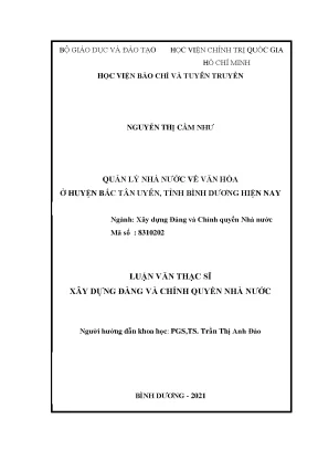 Quản lý nhà nước về văn hóa ở huyện Bắc Tân Uyên