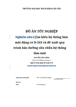 Nghiên cứu hệ thống làm mát động cơ D-243 và bảo dưỡng