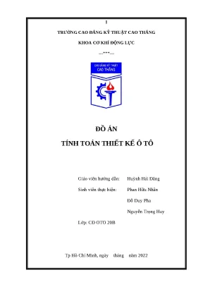 Đồ án thiết kế hộp số hộp số trên động cơ xăng
