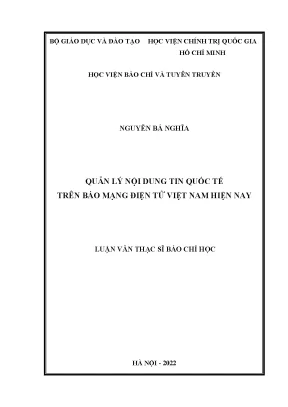 Quản lý nội dung tin quốc tế trên báo điện tử Việt Nam