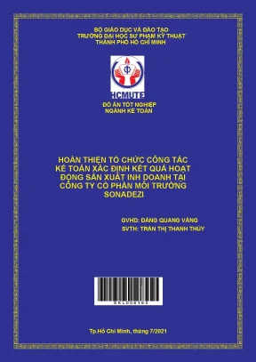 Đồ án tốt nghiệp hoàn thiện tổ chức công tác kế toán xác định kết quả hoạt động sản xuất kinh doanh tại công ty cổ phần môi trường sonadezi