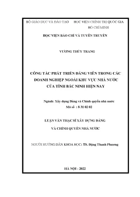 Phát triển đảng viên doanh nghiệp ngoài nhà nước Bắc Ninh